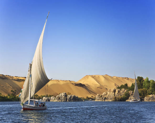 En felouque sur le Nil d&rsquo;Assouan à Louxor